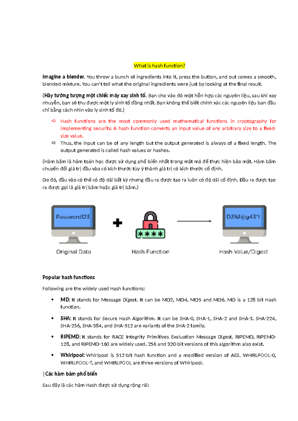 Understanding Hash Functions and SHA-256 - CS101 Lecture Notes - Studocu