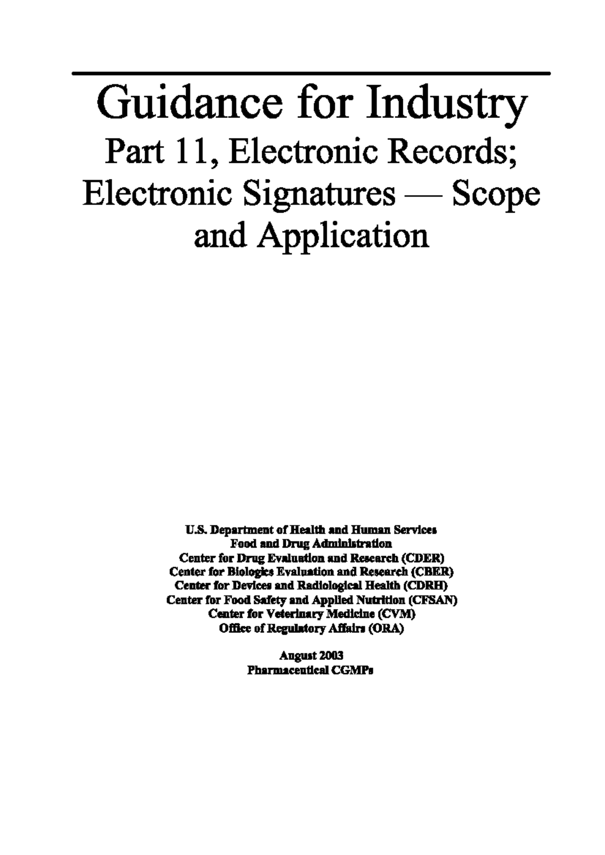 Guidance for Industry: 21 CFR Part 11 on Electronic Signatures - Studocu