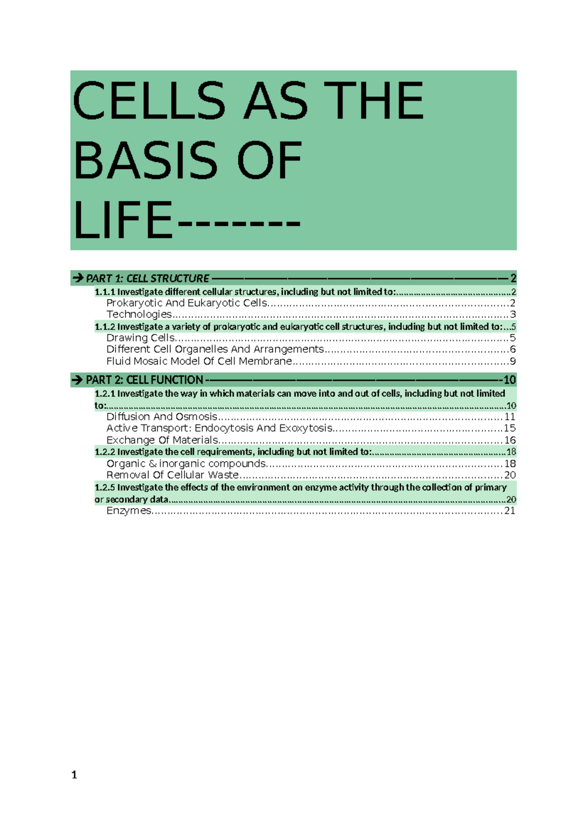 BIO 101: Final Exam Notes on Cell Structure and Function - Studocu