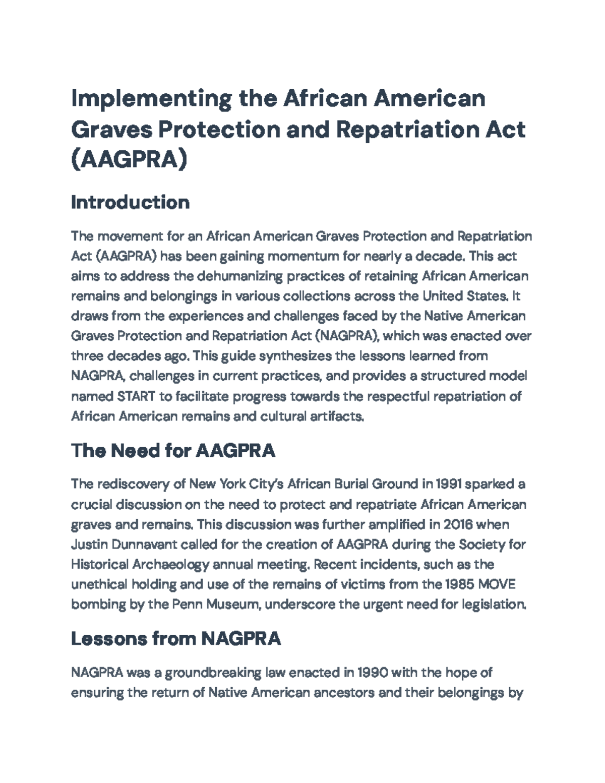 AAGPRA Implementation Guide: Lessons from NAGPRA and the START Model ...