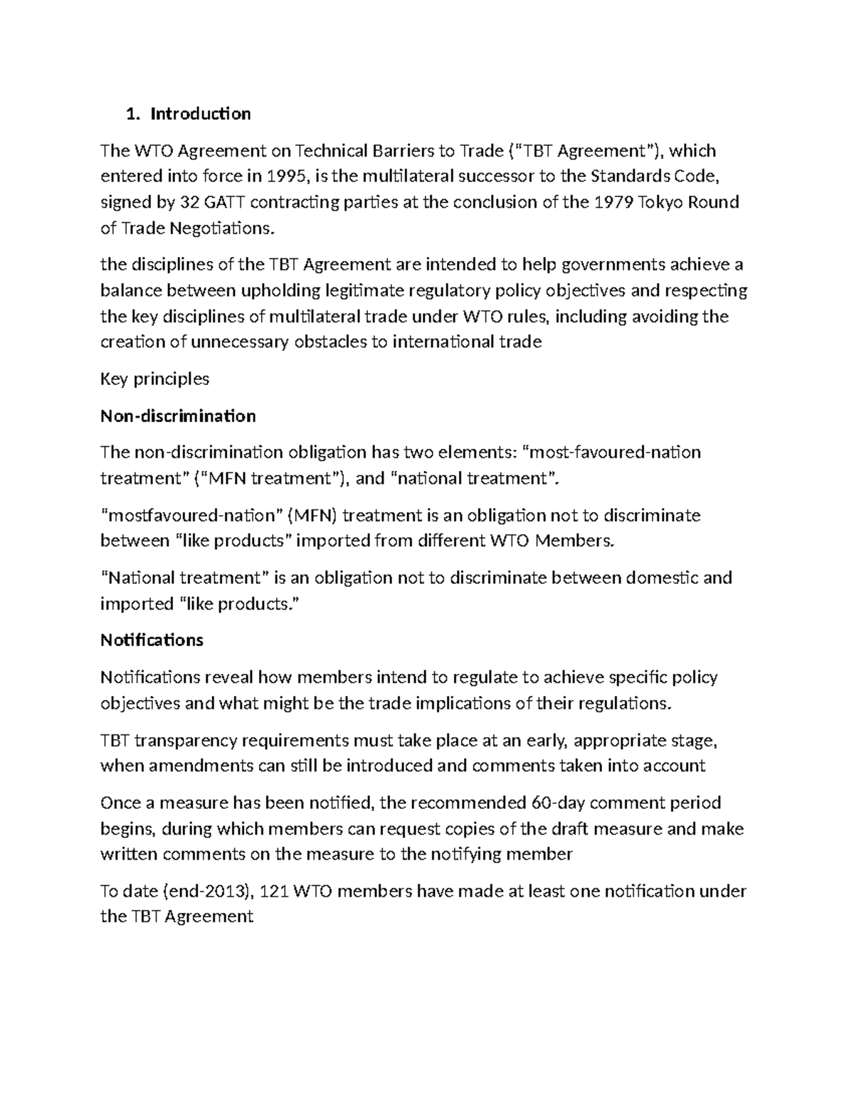 Script - Introduction The WTO Agreement on Technical Barriers to Trade ...