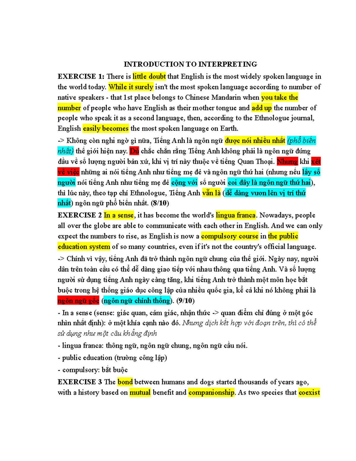 Introduction to Interpreting Exercises and Insights - Studocu