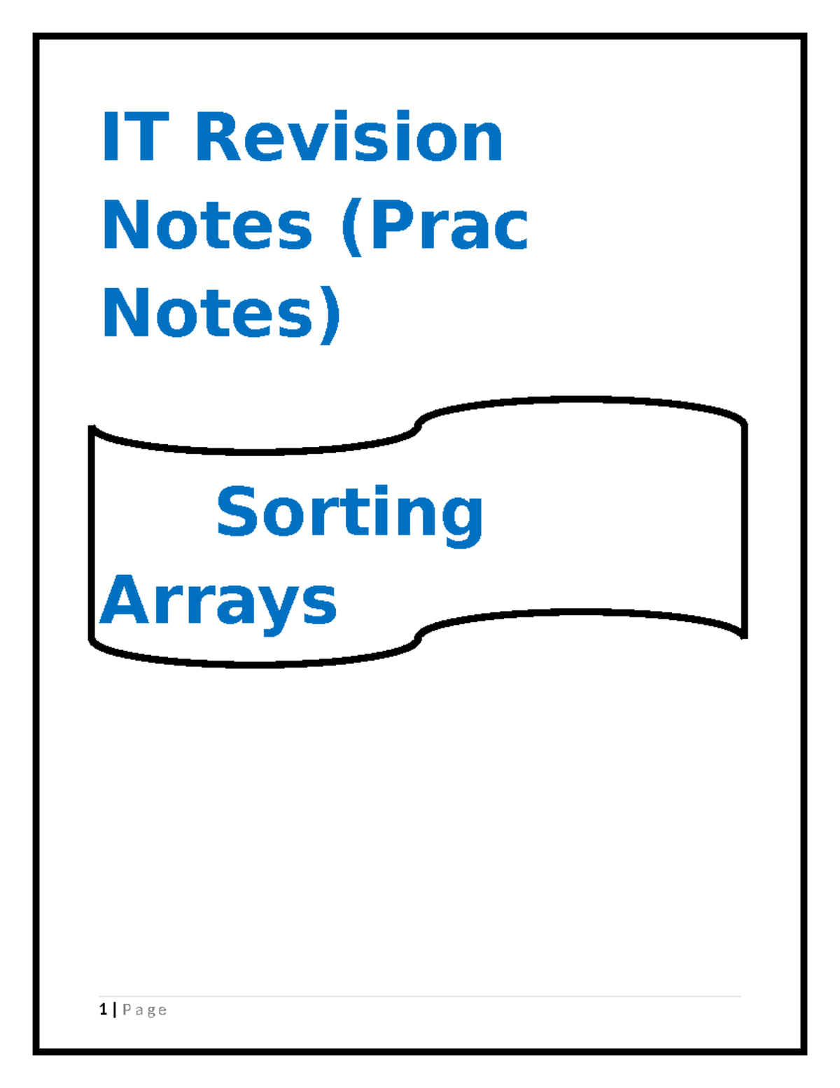 IT Revision Notes (Prac) - Sorting Arrays Techniques in Delphi - Studocu
