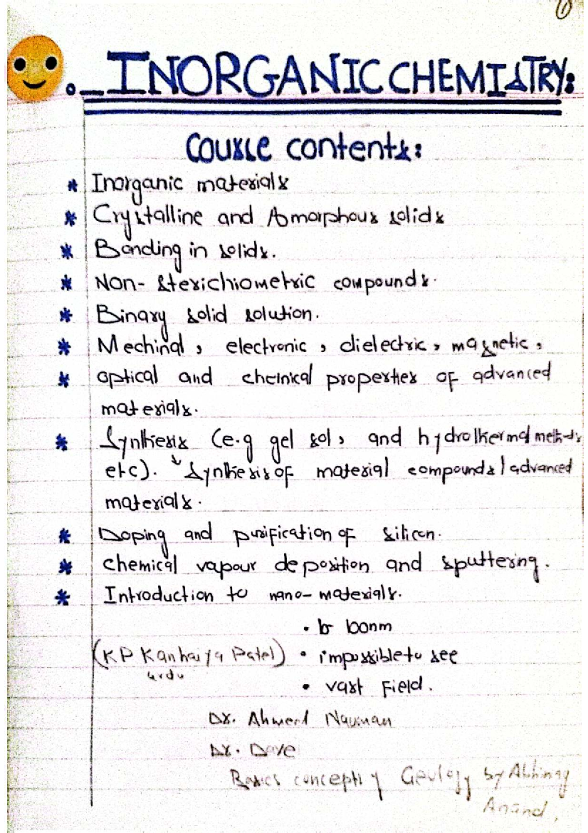 Inorganic chemistry notes: course content and material properties - Studocu