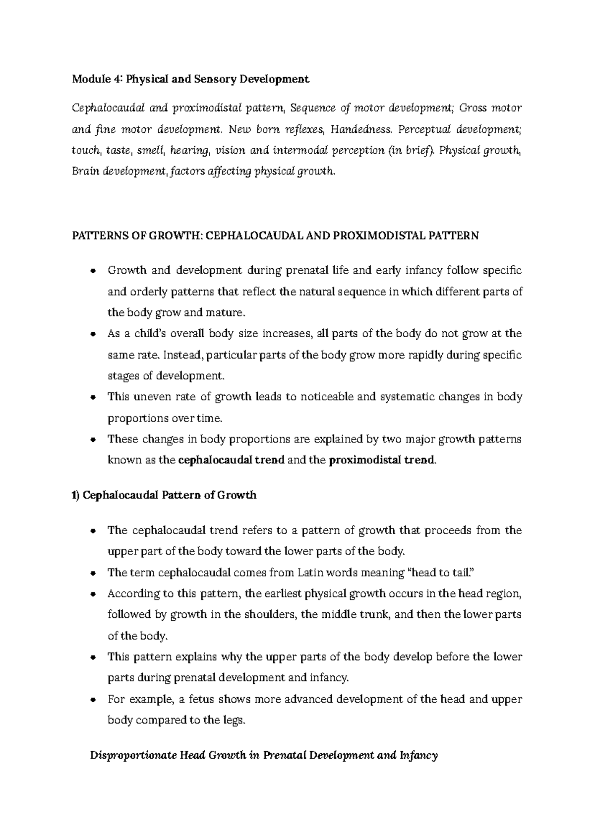 Module 4: Physical & Sensory Development - Growth Patterns & Motor ...