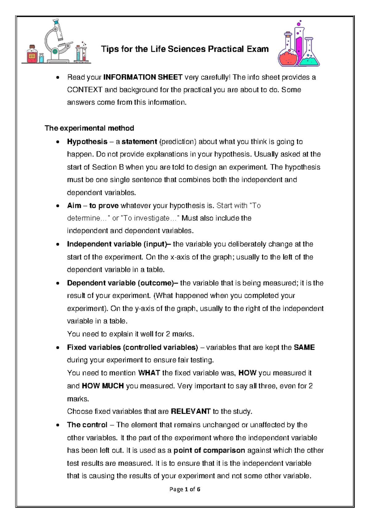 Life Sciences Practical Exam Tips: Key Concepts & Guidelines - Studocu