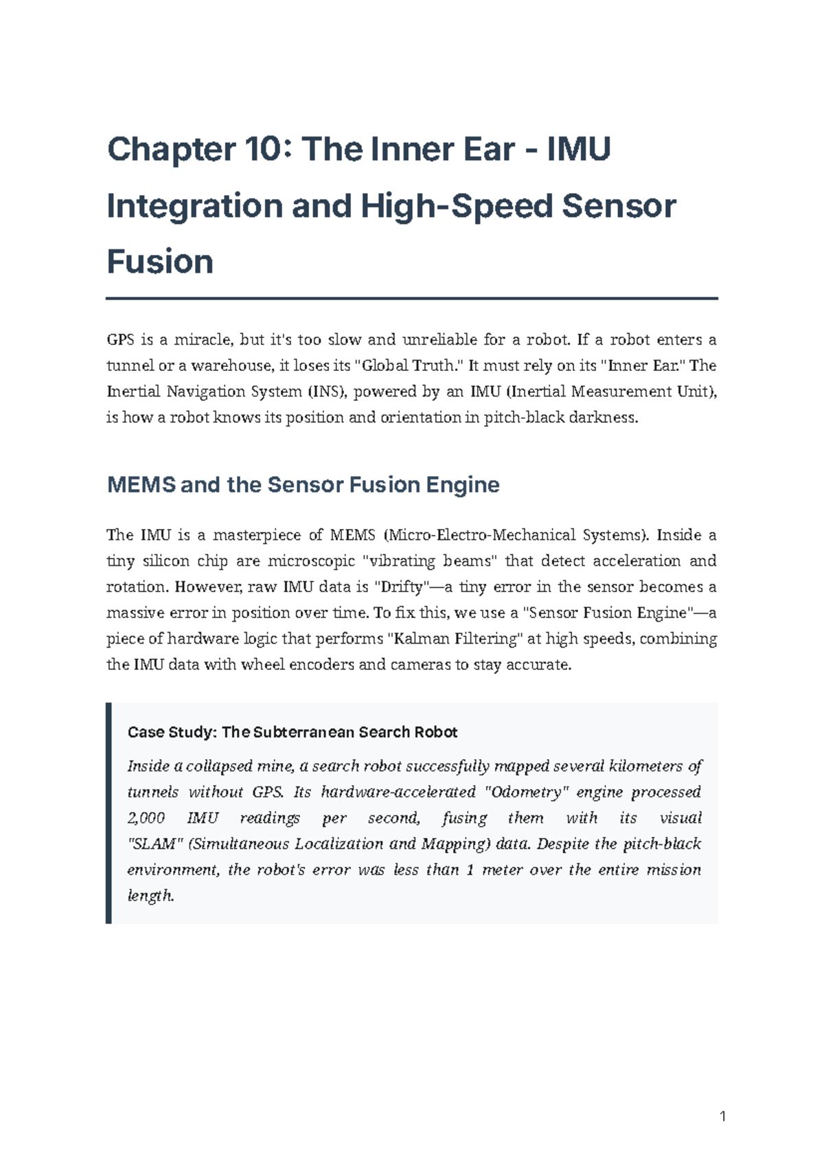 Chapter 10: The Inner Ear - IMU Integration & Sensor Fusion - Studocu