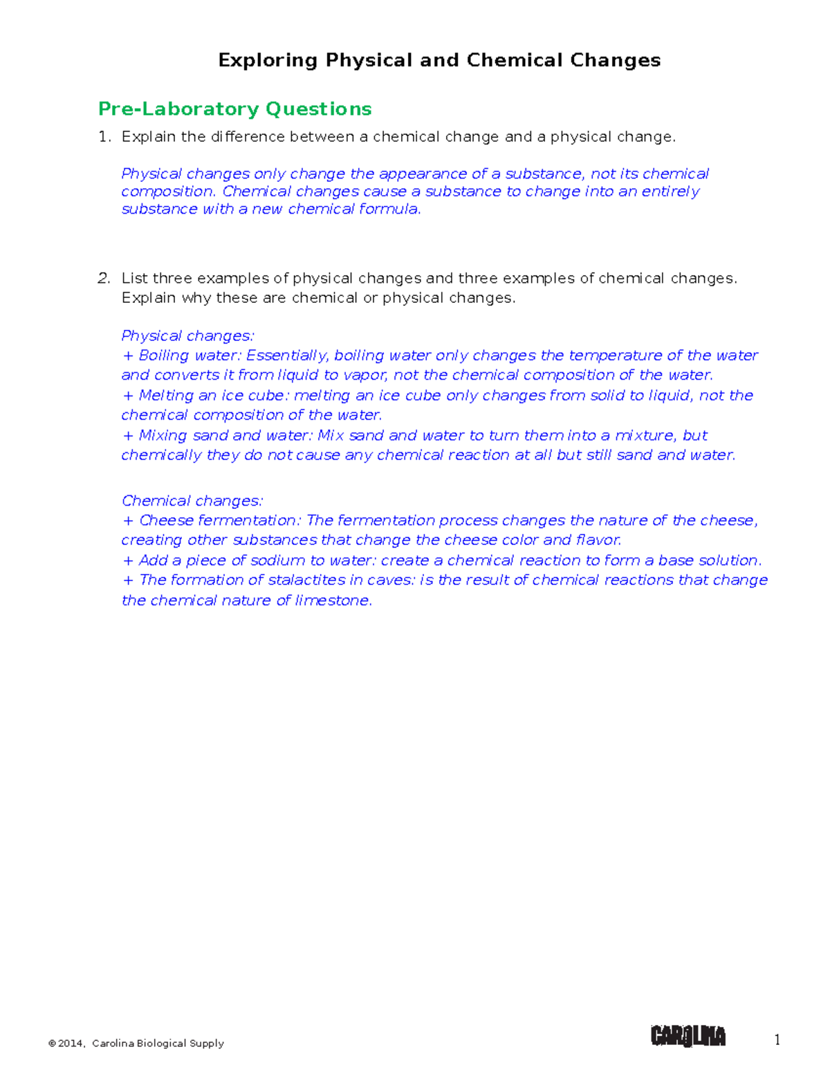 580302 Exploring Physical and Chemical Changes: A Detailed Q&A Guide ...