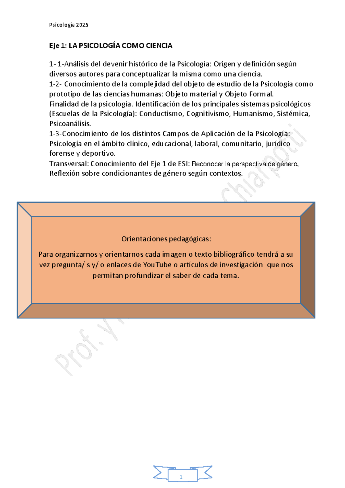 Psicología 2025 Eje 1: La Psicología como Ciencia y sus Aplicaciones ...