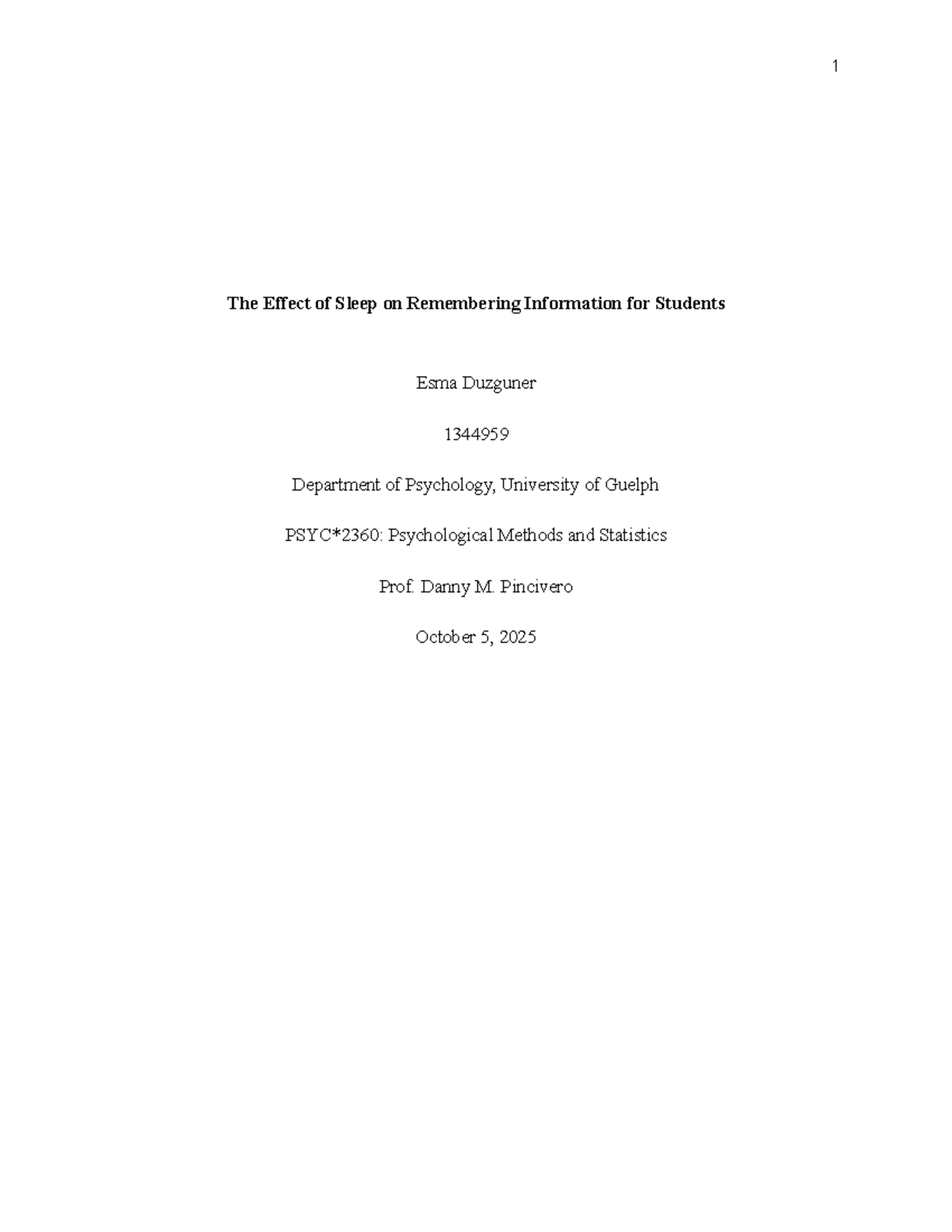 The Impact of Sleep on Memory Retention in Students: Research Proposal ...