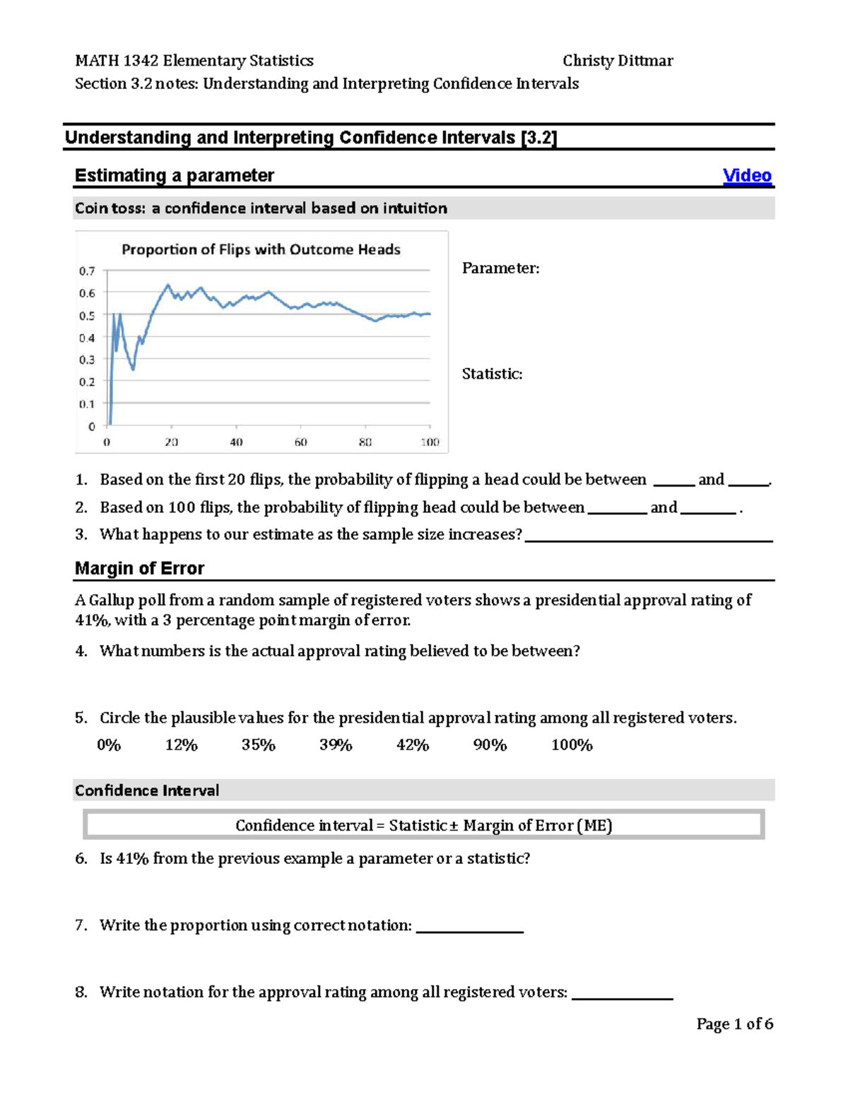MATH 1342 Final Exam Notes: Understanding Confidence Intervals - Studocu