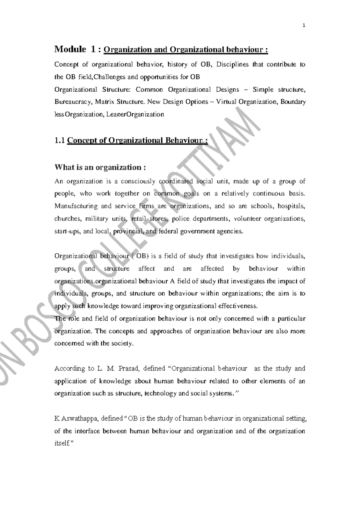 Module 1: Organizational Behavior Concepts and Structures - OB Notes ...