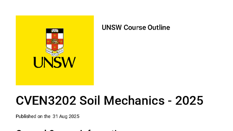 CVEN3202 Soil Mechanics Course Outline 2025 - Term 3 Details - Studocu