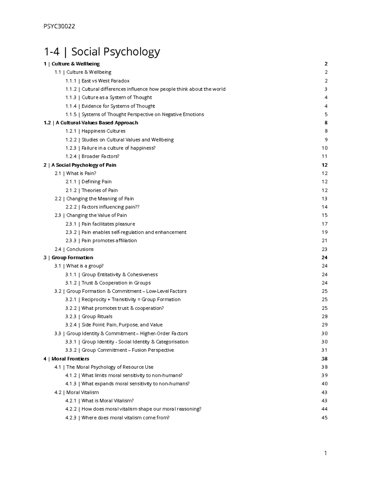 PSYC30022 Summary 2025 - Lecture 2: Social Psychology of Pain - Studocu