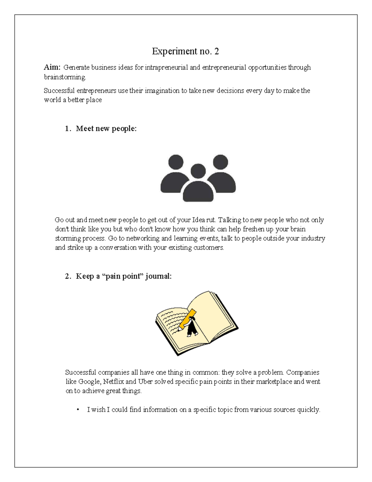 EDE Practical 2: Generating Business Ideas for Entrepreneurs - Studocu