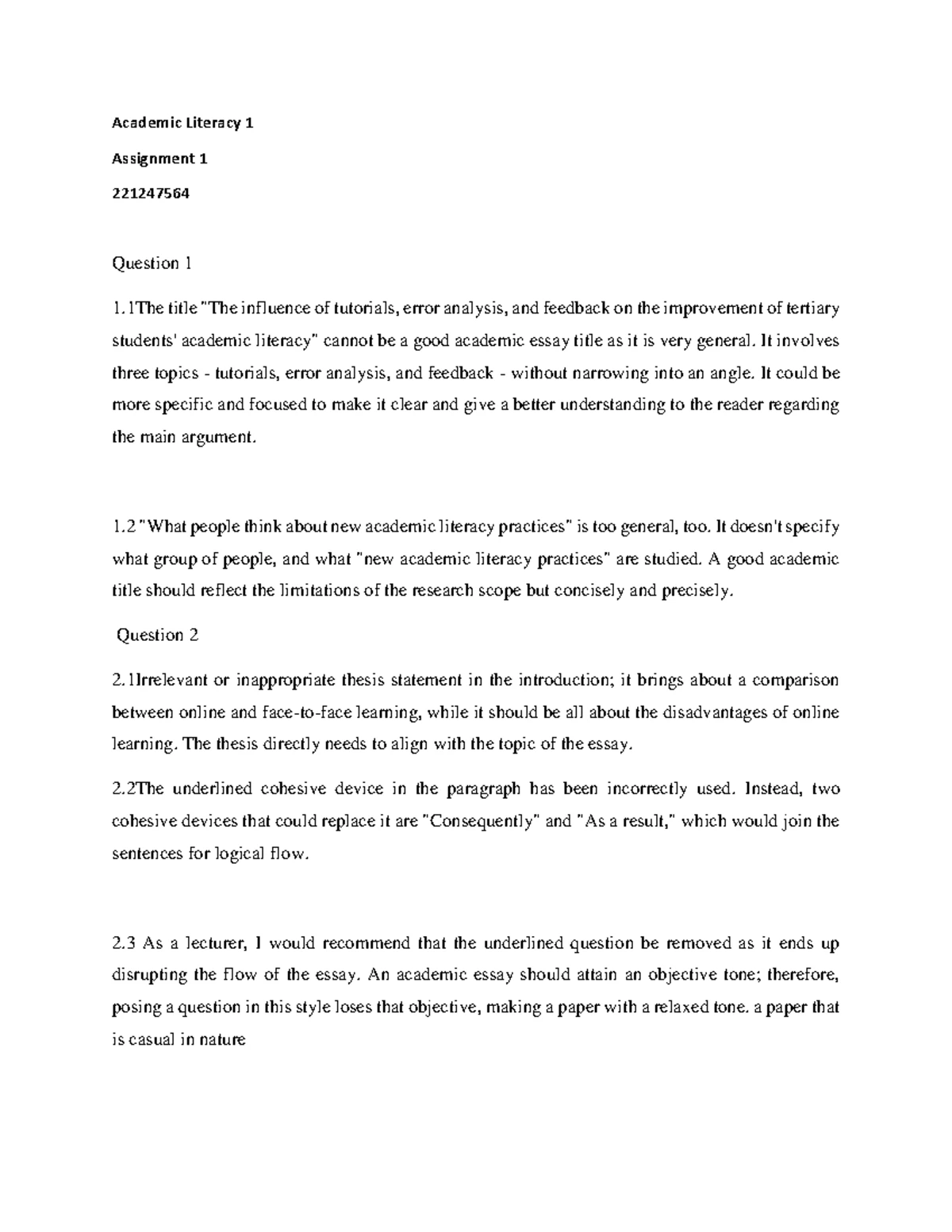 Academic Literacy II Assignment 2: Abstract Writing Guide - Studocu