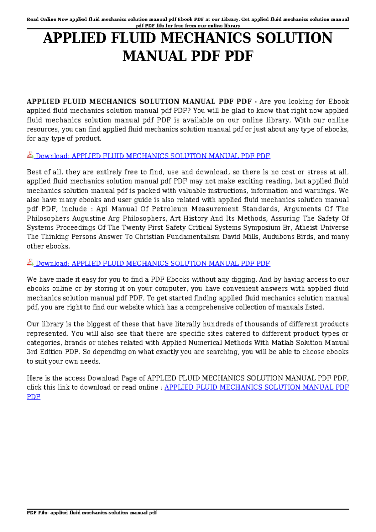 Applied Fluid Mechanics Solution Manual PDF - Free Download Guide - Studocu