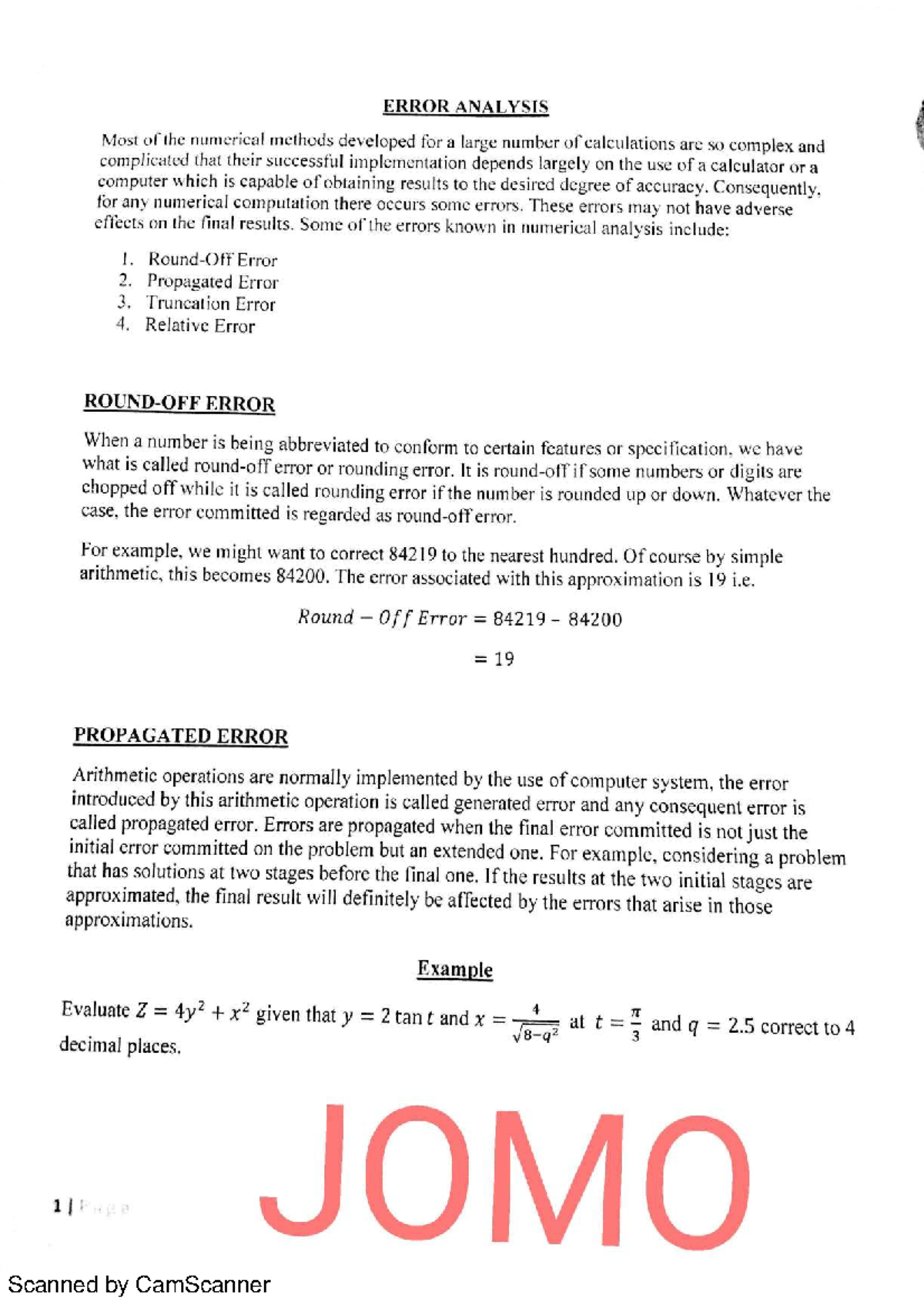 MTS 202 Interpolation and Curve Fitting: Error Analysis and Methods ...