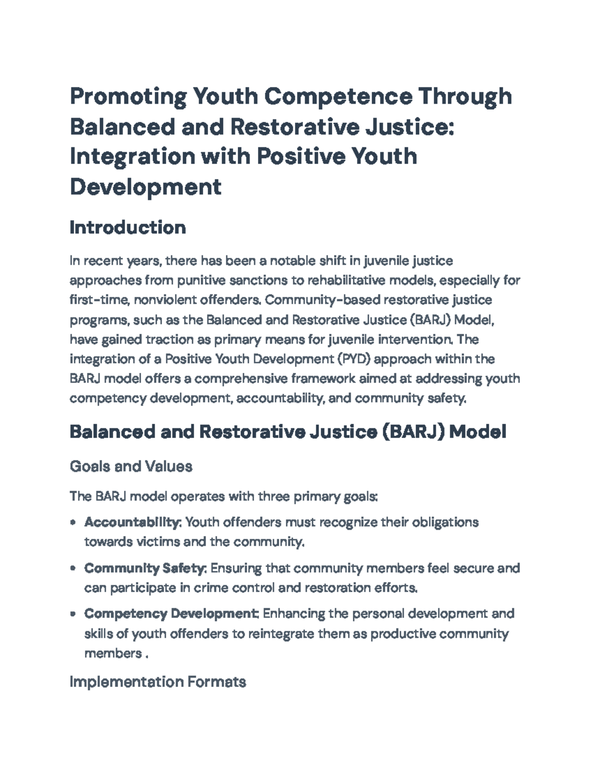 Integrating BARJ and PYD: A Comprehensive Framework for Youth ...