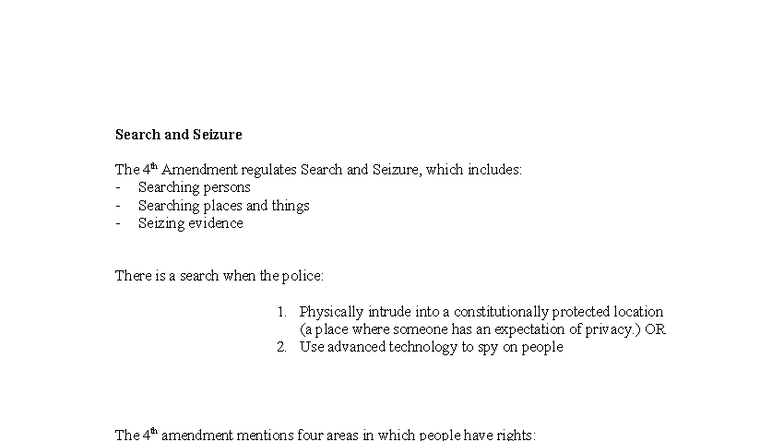 Search and Seizure: Understanding the 4th Amendment (Law 203) - Studocu