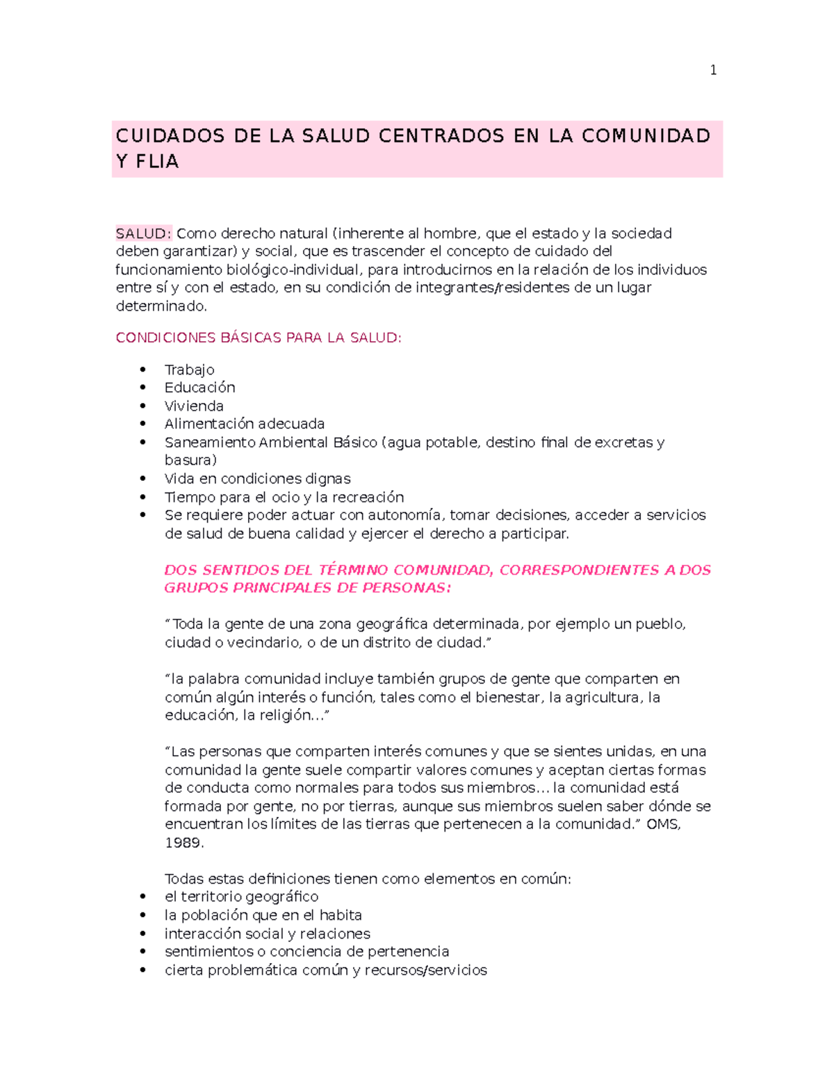 Resumen de Cuidados de Salud Comunitarios y Familia – FLIA - Document Preview