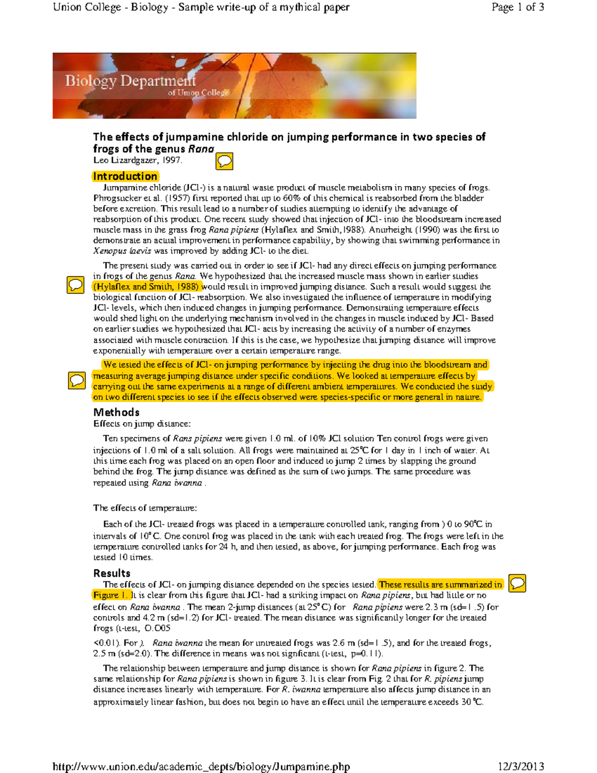 Annotated Lab Report on Jumpamine Chloride Effects - BIO101 - Studocu
