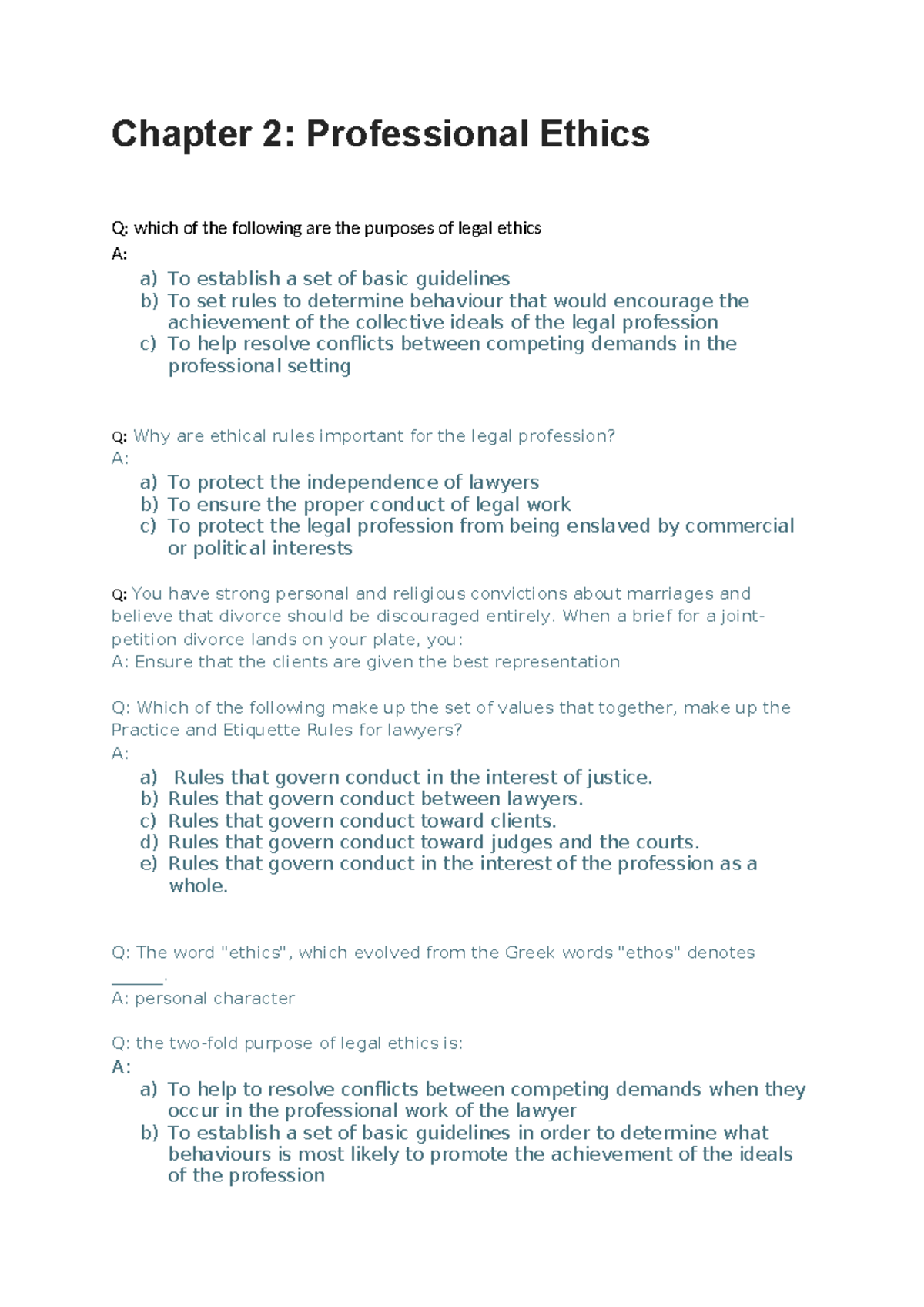 Chapter 2: Professional Ethics in Legal Practice - Studocu
