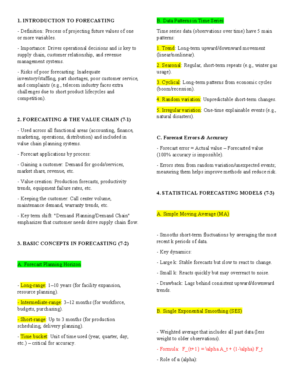 1 - Introduction to Forecasting: Key Concepts & Patterns - Studocu
