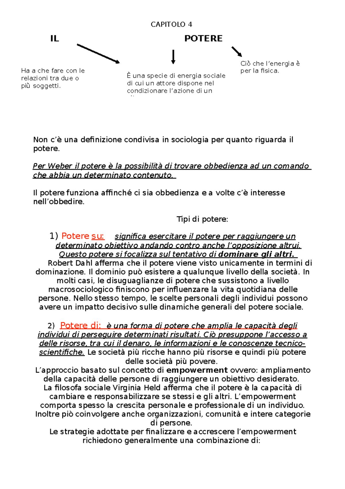 Sociologia CAP 4 - Il Concetto di Potere e le Sue Dinamiche - Studocu