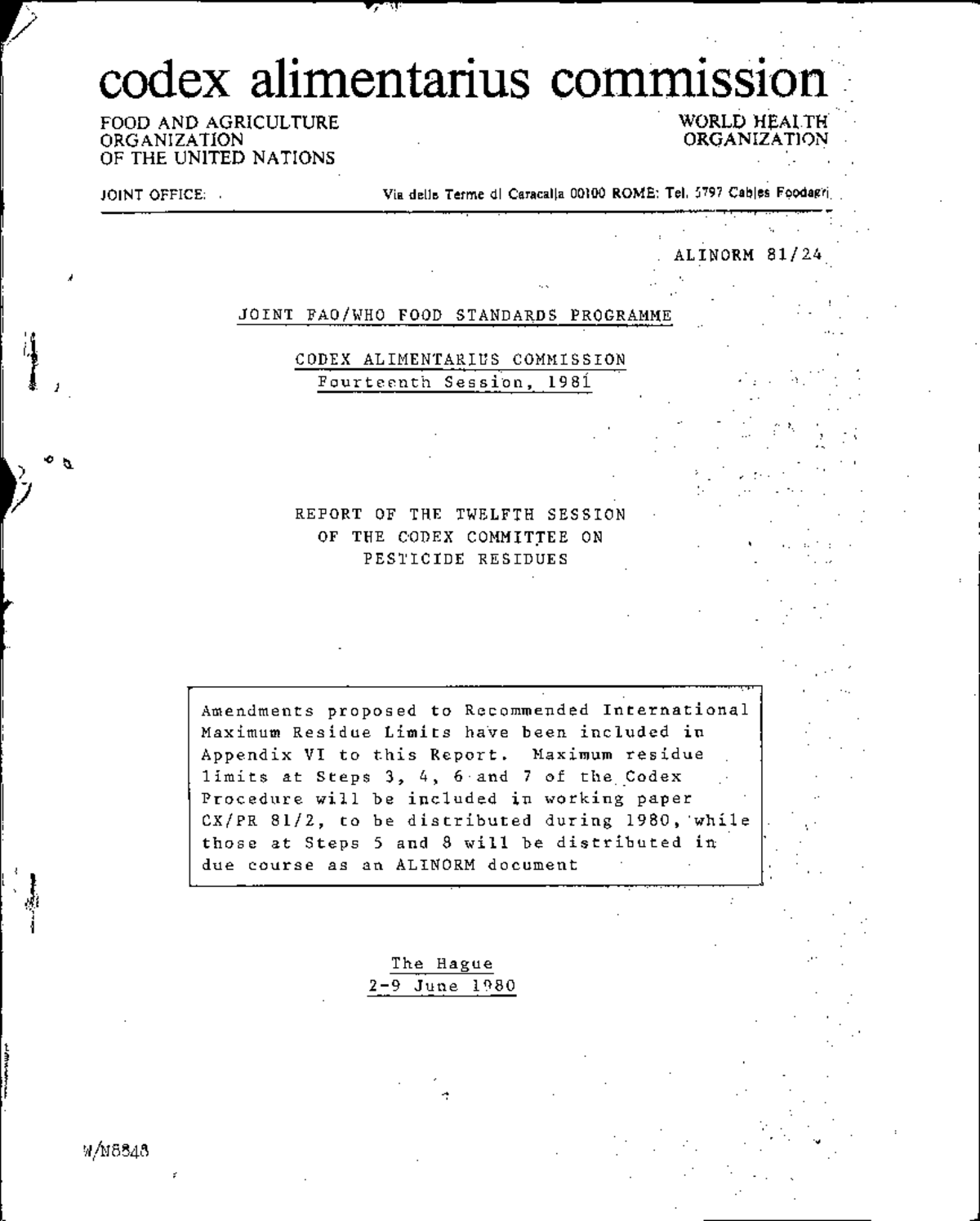 ALINORM 81/24E: Report of the 12th Session of the Codex Committee on ...