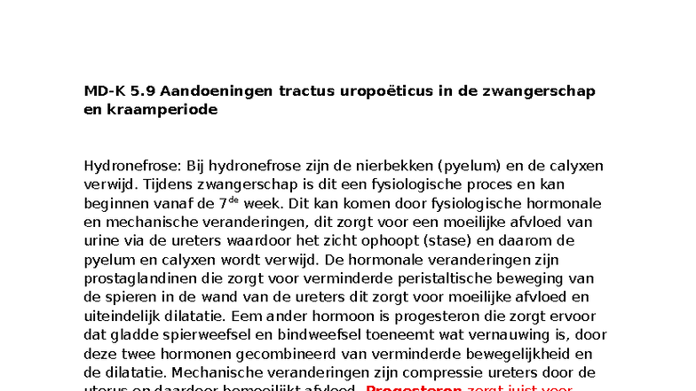 MDK 5.9 Aandoeningen tractus uropoëticus in de zwangerschap en ...