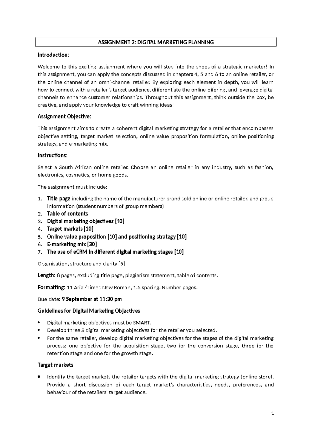 Assignment 2 (9 September 2024) - ASSIGNMENT 2: DIGITAL MARKETING ...