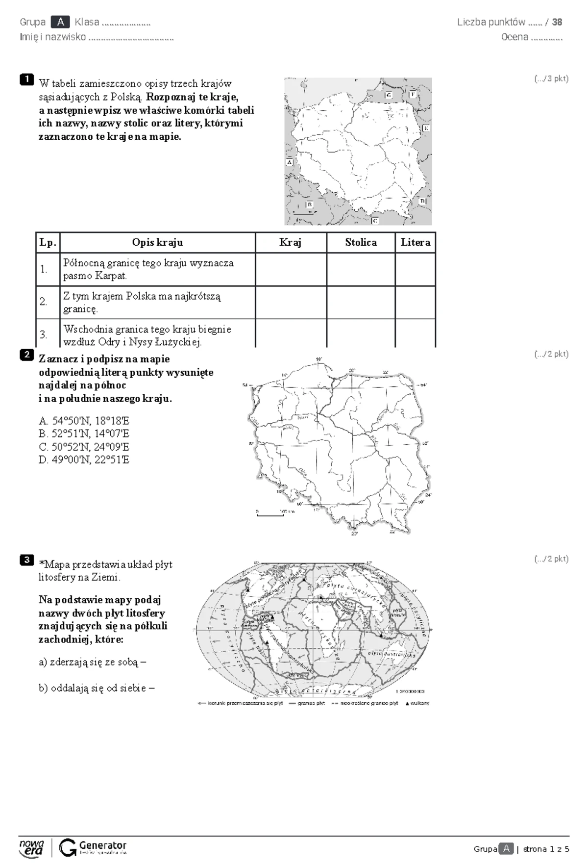 Sprawdzian Z Geografii 3 Gimnazjum Mapa Polski www.studocu.com
