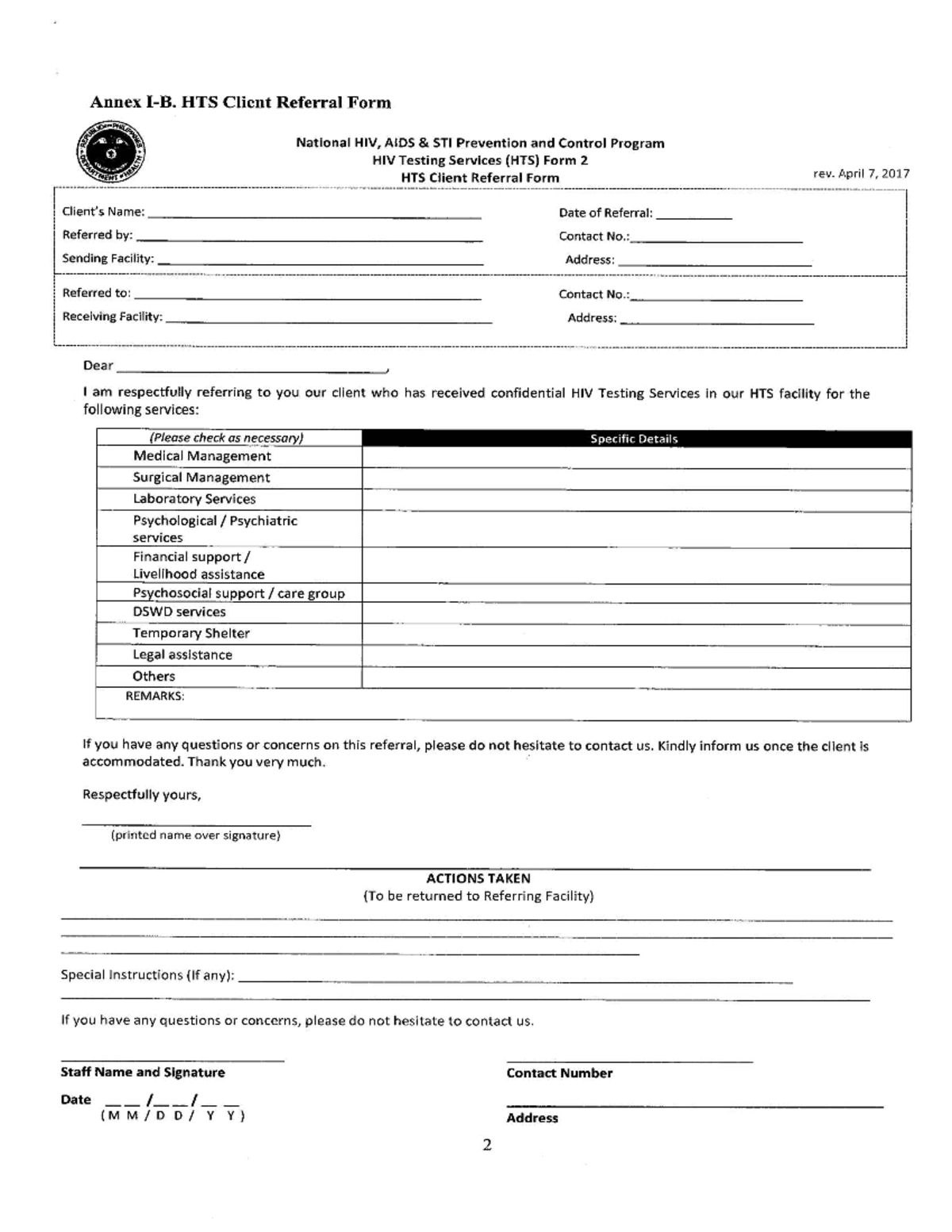 EB HTS Client Referral Form - National HIV Testing Services - Studocu