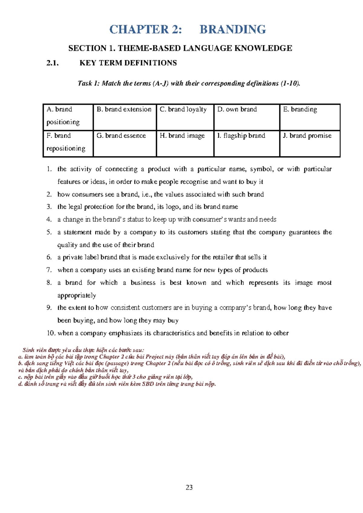 TAKD 2: Chapter 2 Branding Key Terms and Definitions - Studocu