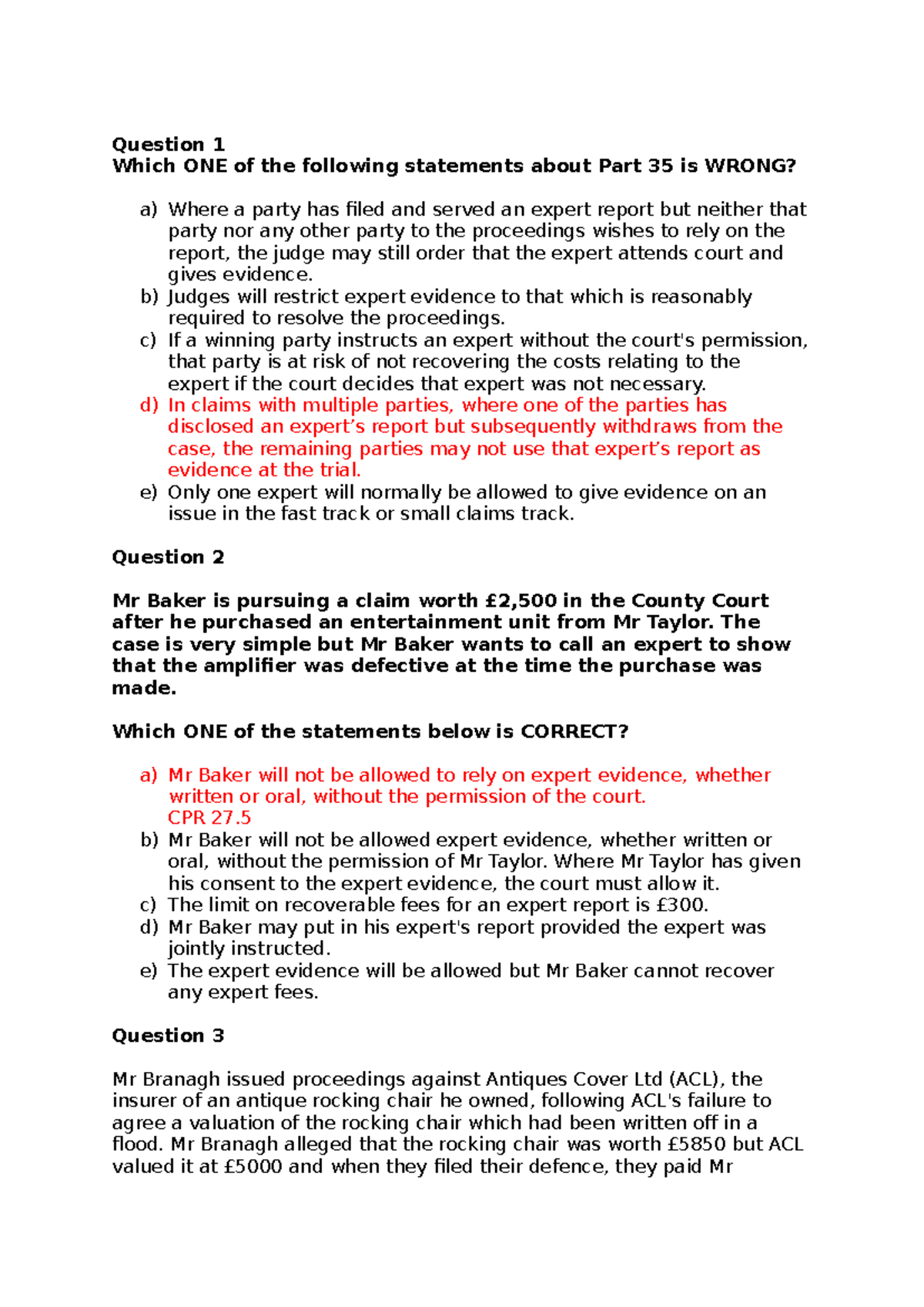 Unit 15 Experts Prep Task 1 - Qs - Question 1 Which ONE of the ...