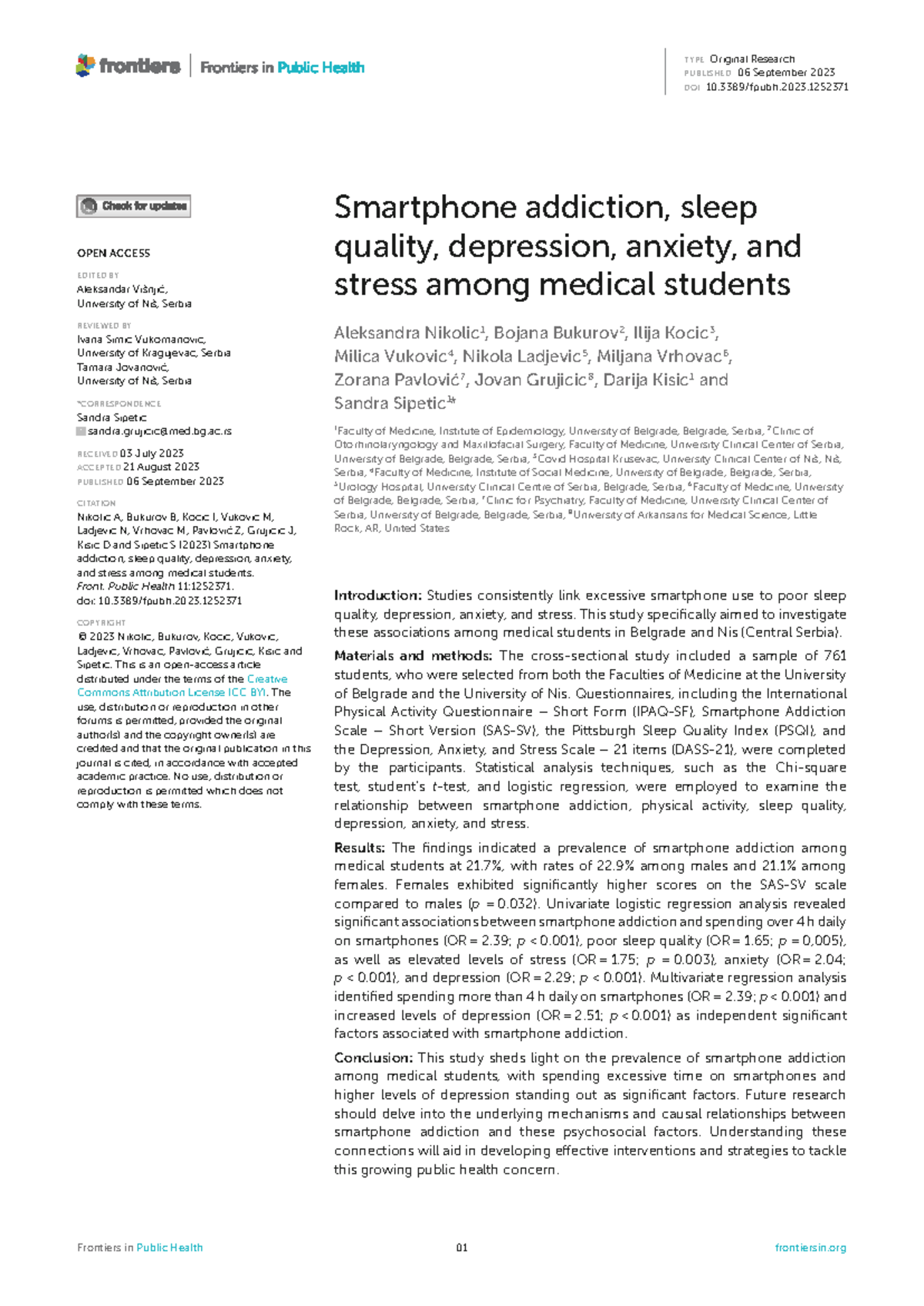 Smartphone Addiction and Mental Health Among Medical Students: A Study ...