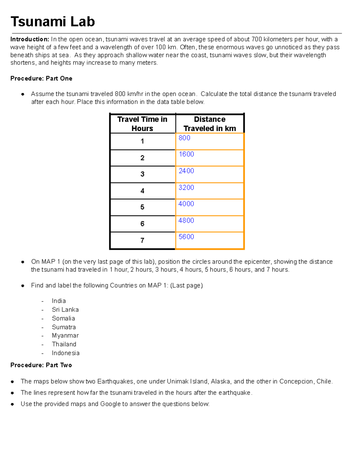 Tsunami Lab Analysis - Course Code: SCI101 Lab Report - Studocu