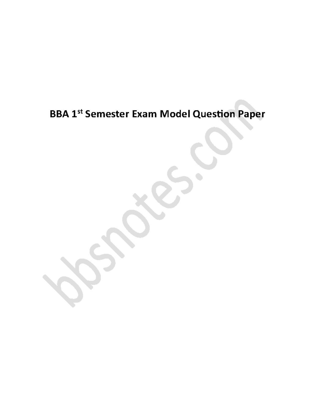 BBA 1: Model Exam Questions for IT 231 & MGT 231 - Semester 1 - Studocu