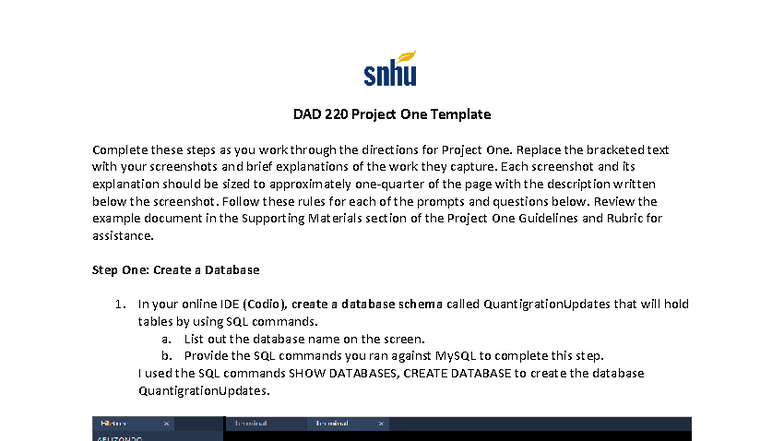 DAD220 Project One Template: Database Creation & SQL Queries Guide ...