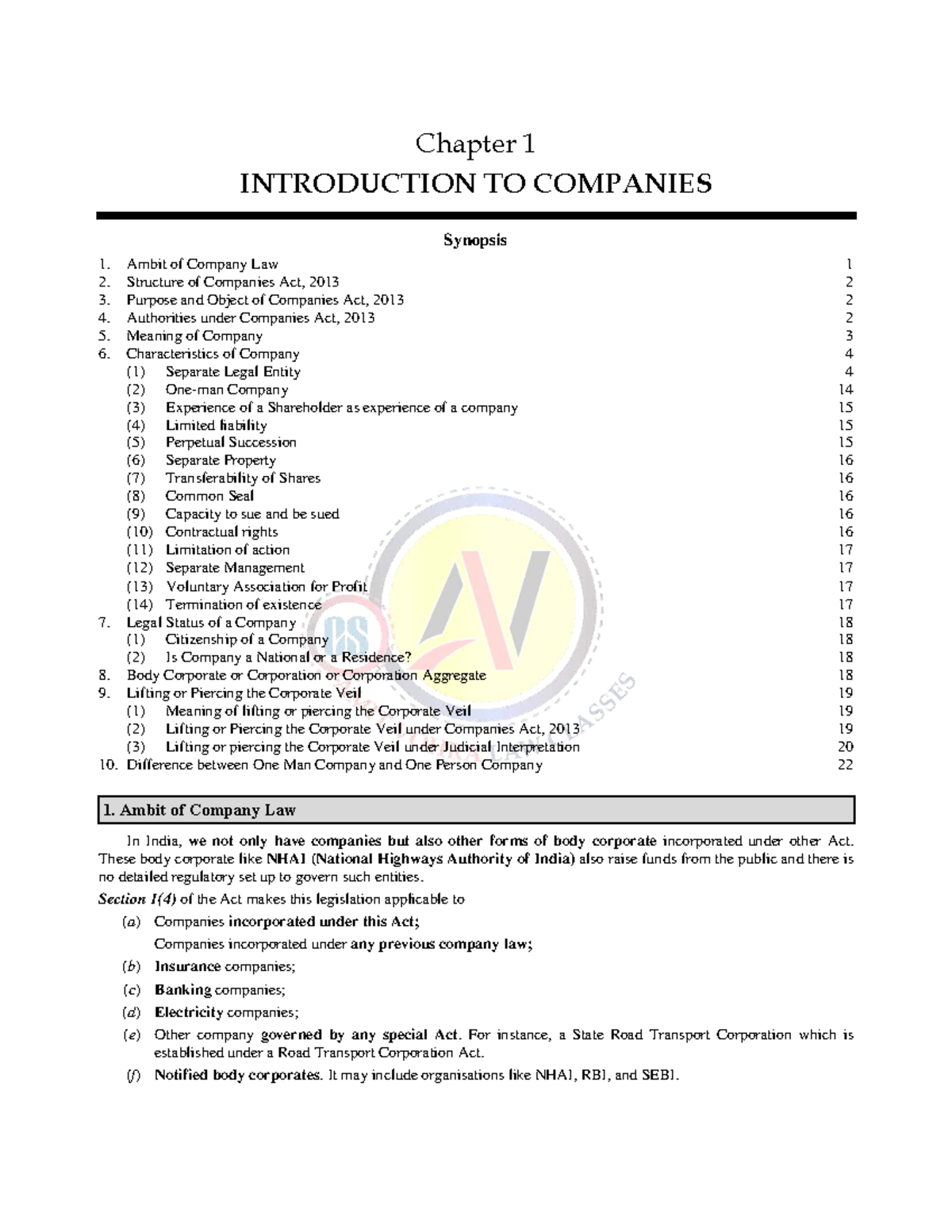 Chapter 1: Introduction to Companies - Company Law Notes (CL101) - Studocu