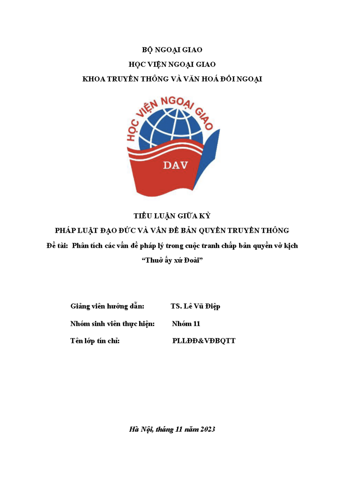 Tiểu luận giữa kỳ PLLĐĐ&VĐBQTT: Phân tích vụ tranh chấp bản quyền "Ngày xưa" - Document Preview