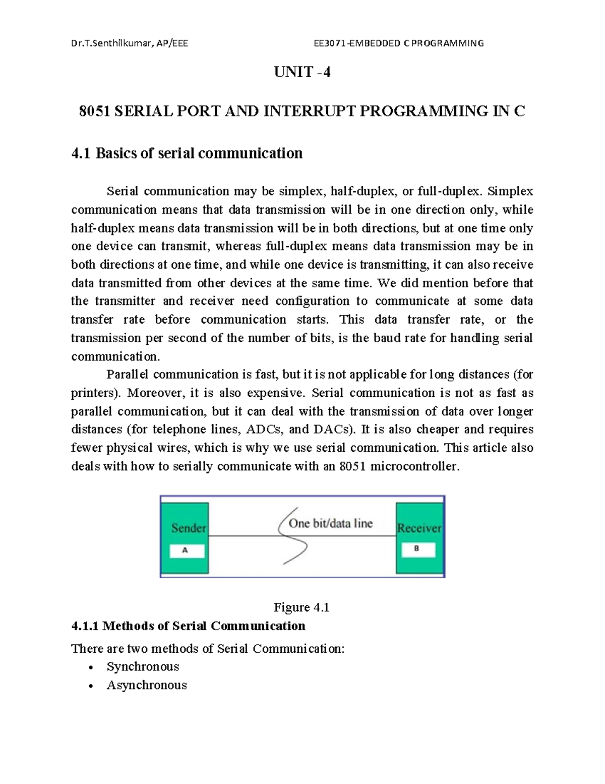 C PROGRAMMING UNIT 8051: SERIAL PORT & INTERRUPT PROGRAMMING - Studocu