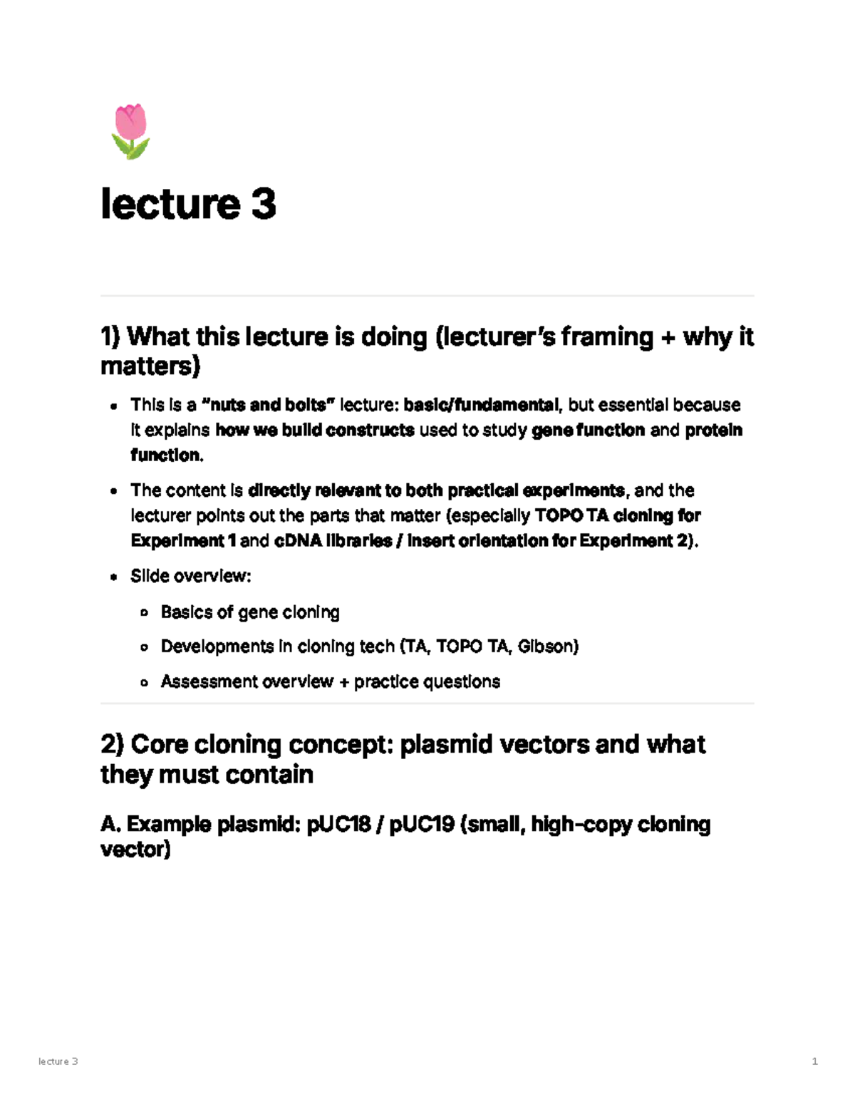 [BIOL 3018] Lecture 3: Key Concepts in Gene Cloning and Technology ...