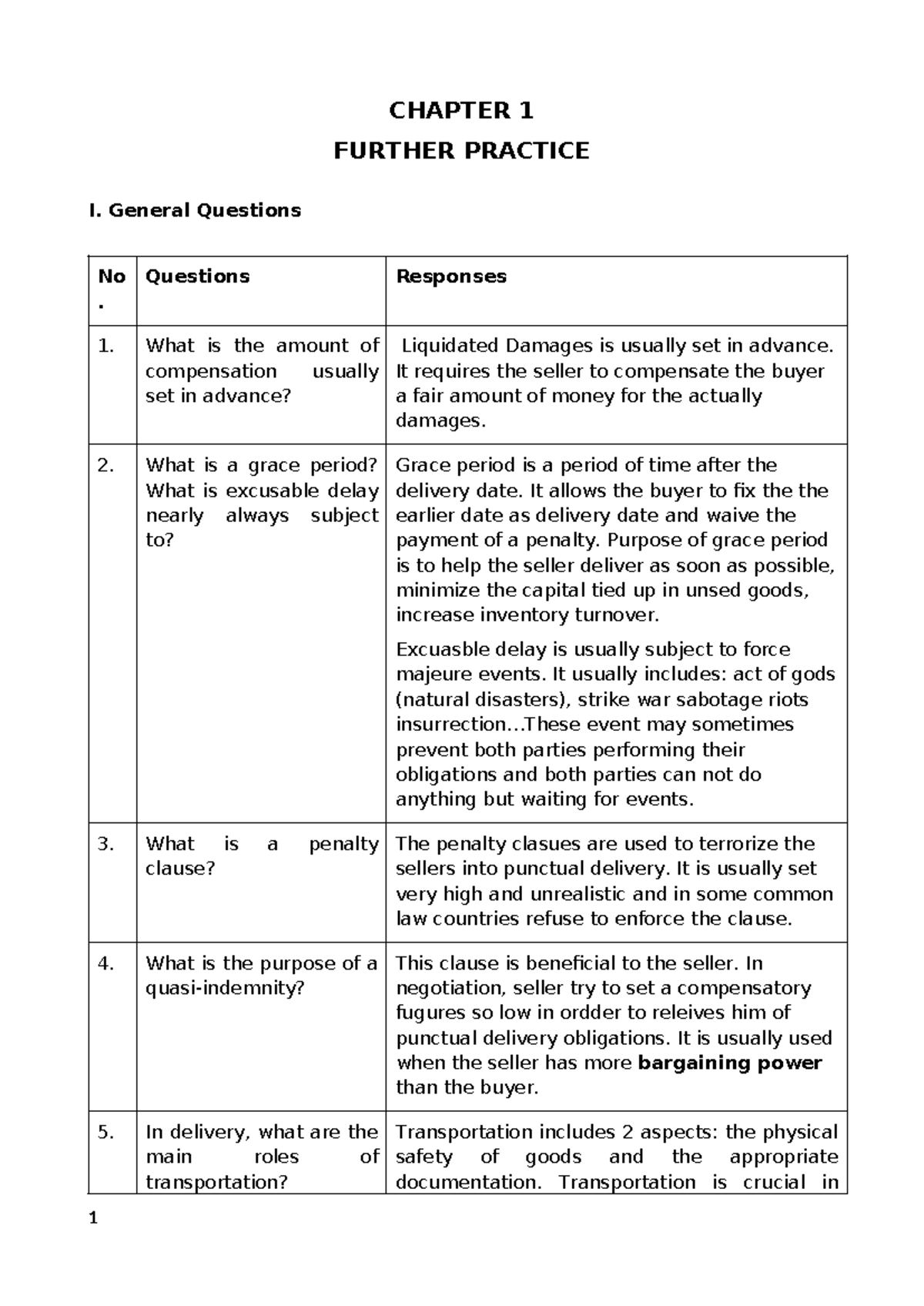 C1 - Chapter 1 Further Practice: General Questions and Answers - Studocu