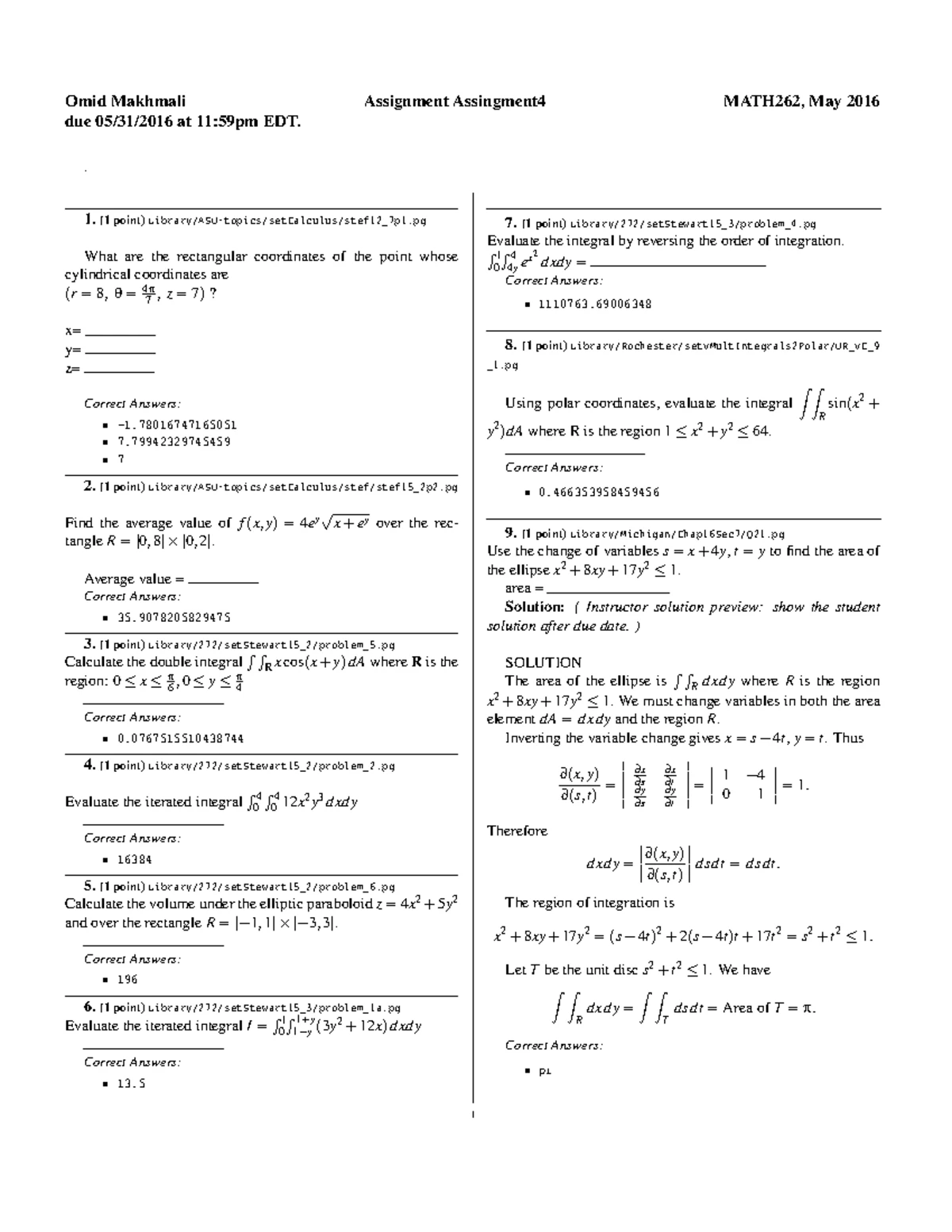 Final 20 November 2019, answers - MATH 262 - Studocu