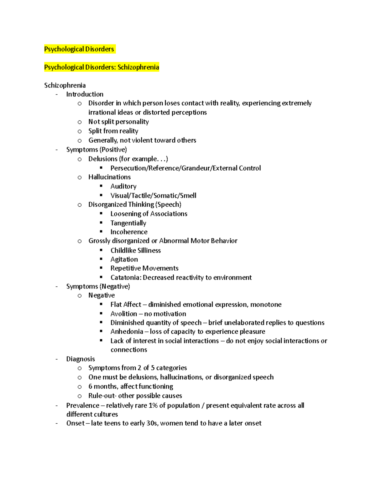 PSY 101 Exam 4 - Comprehensive Notes on Psychological Disorders - Studocu