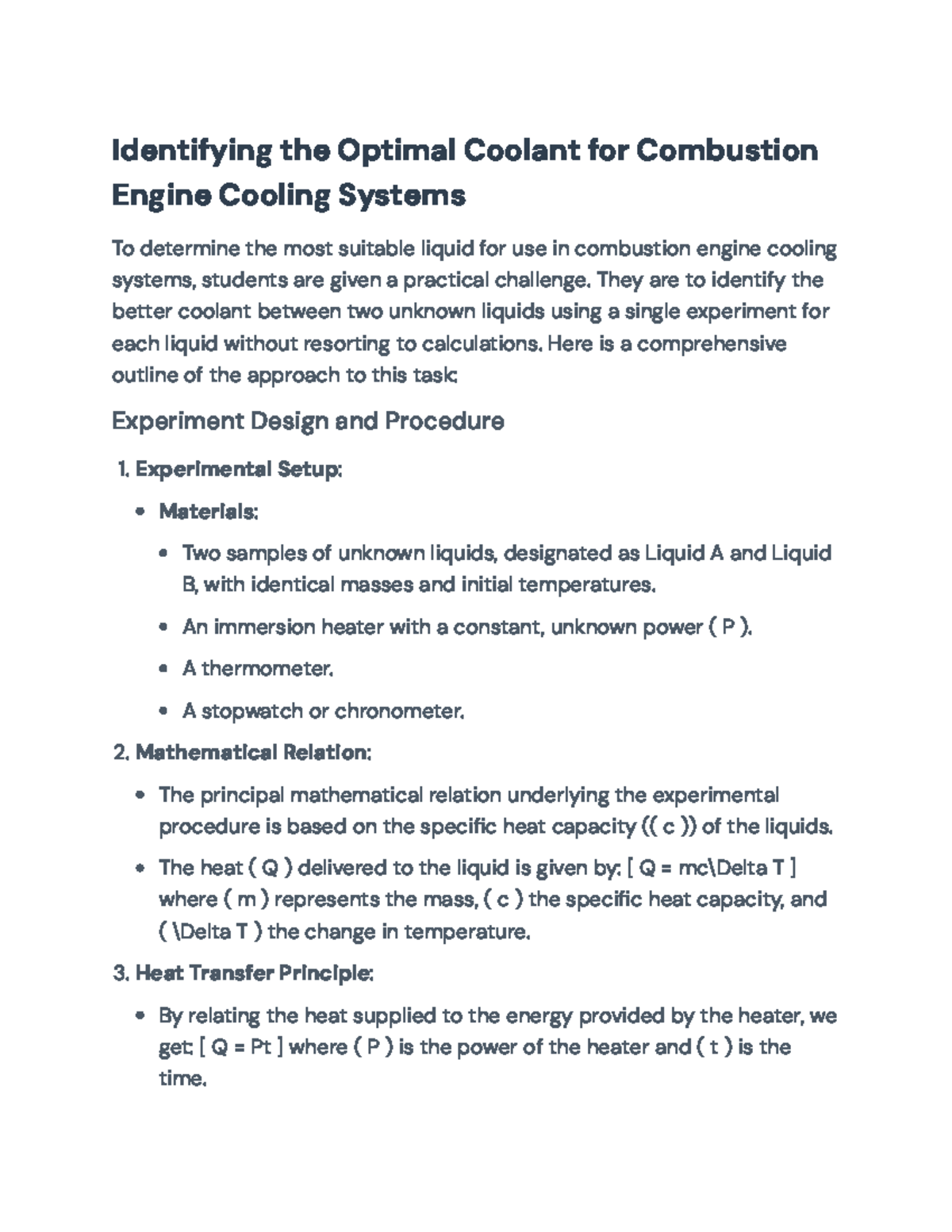 Comparative Analysis of Coolants in Combustion Engine Systems ...