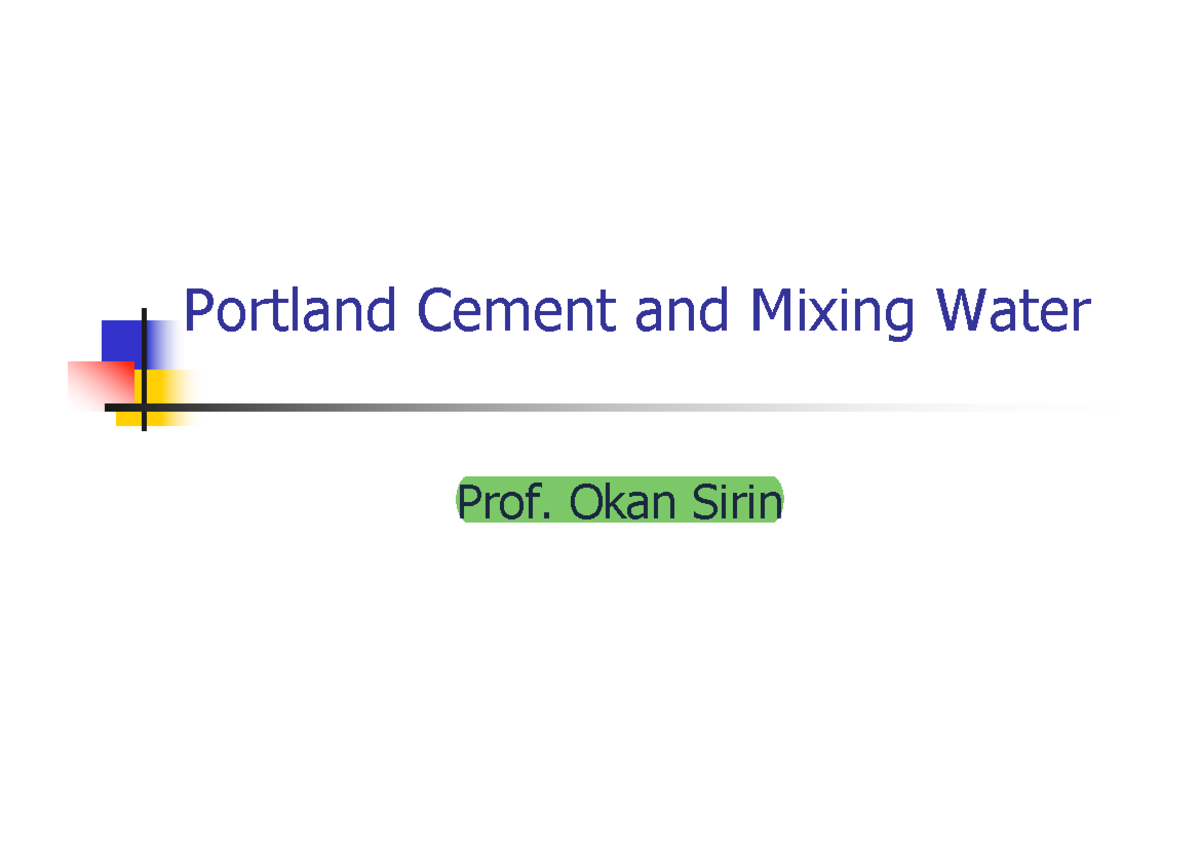 Qasd - Lecture Notes on Portland Cement Properties and Production - Studocu