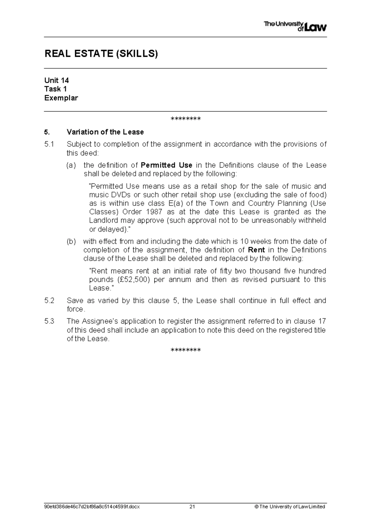 REAL ESTATE (SKILLS) Unit 5 Workshop Task 1: Property Matters Exemplar ...